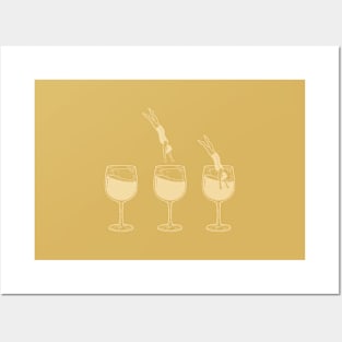 Men Dive Into Wineglasses Posters and Art